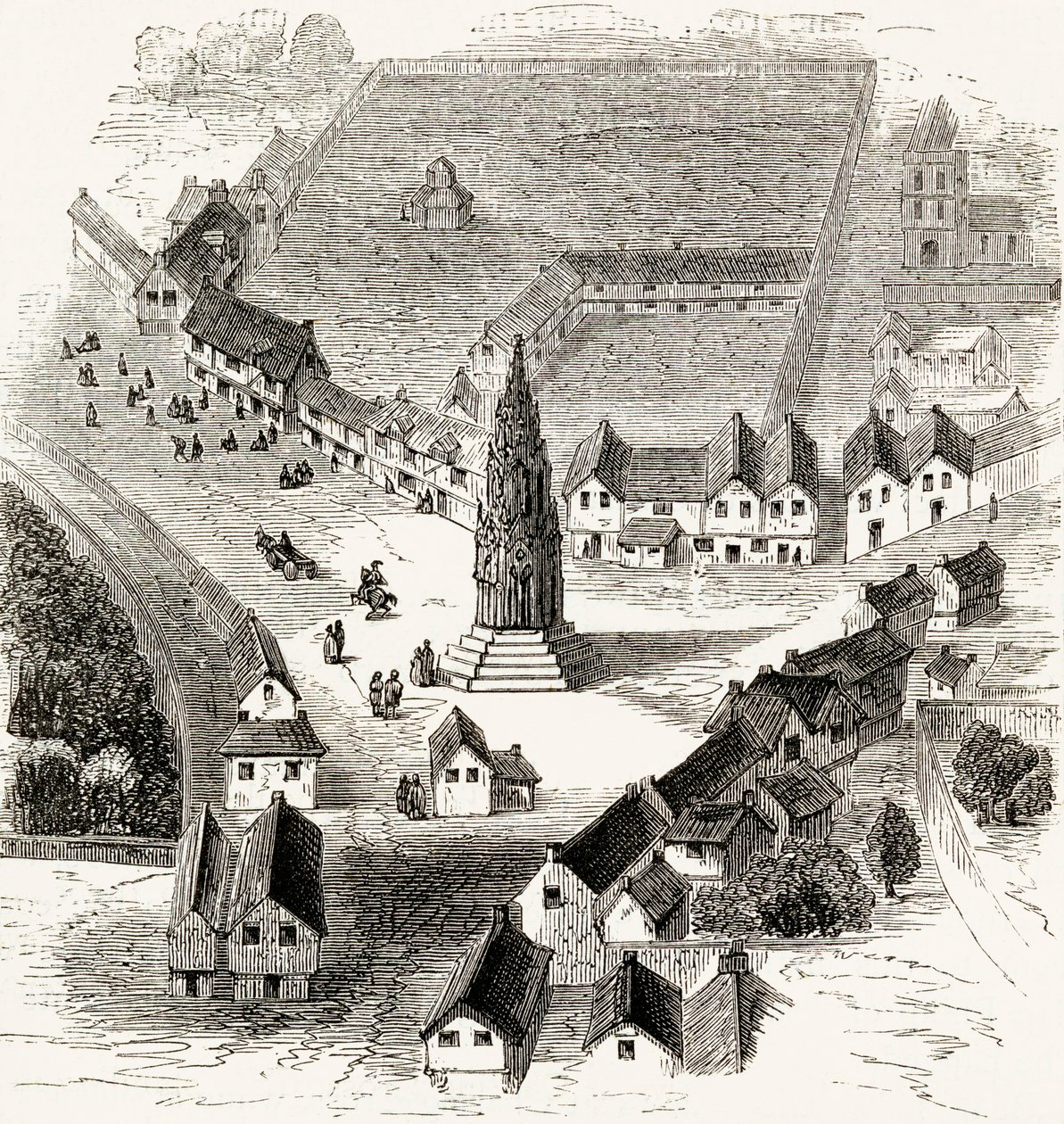 Charing Cross, Londen, in de 16e Eeuw, c.1865 door English School