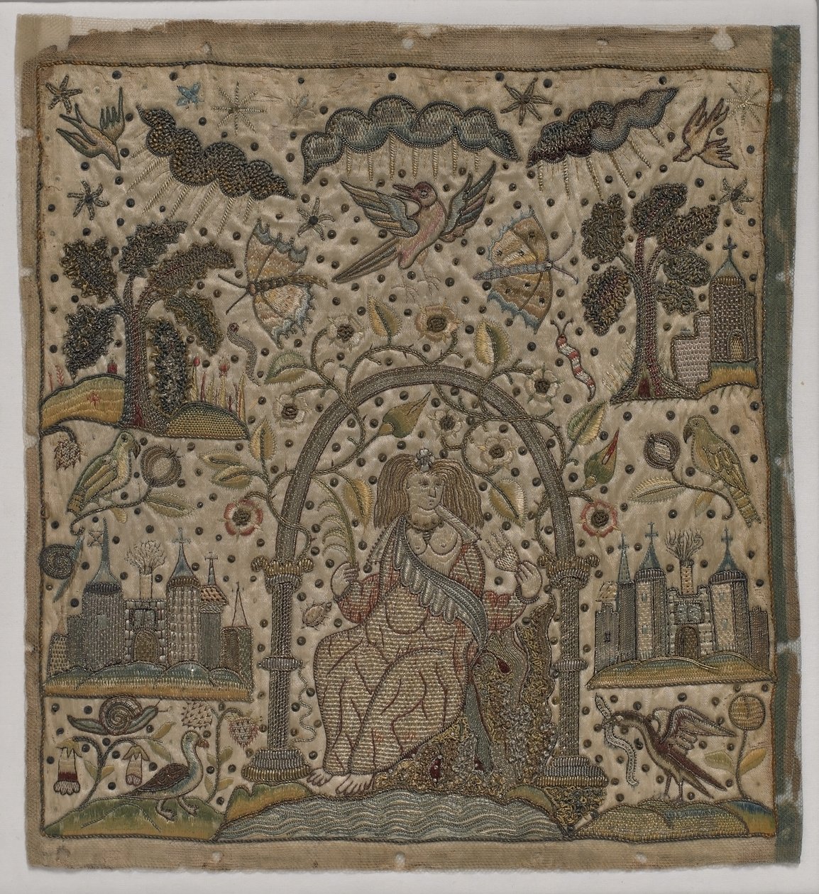 Liefdadigheid onder een boog, ca. 1640 door English School
