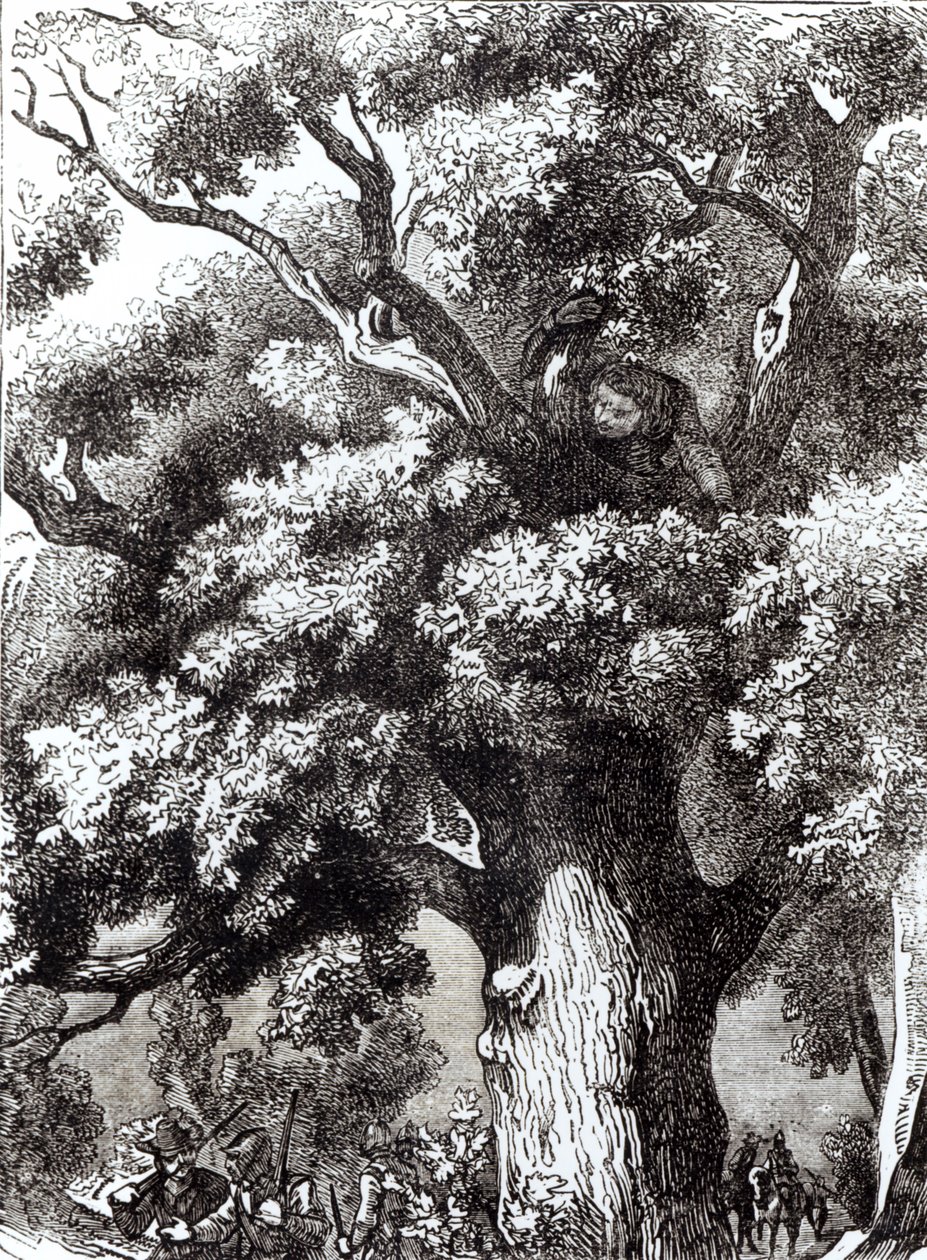 Karel II (1630-85) verborgen in de eik, 14 oktober 1651 door English School