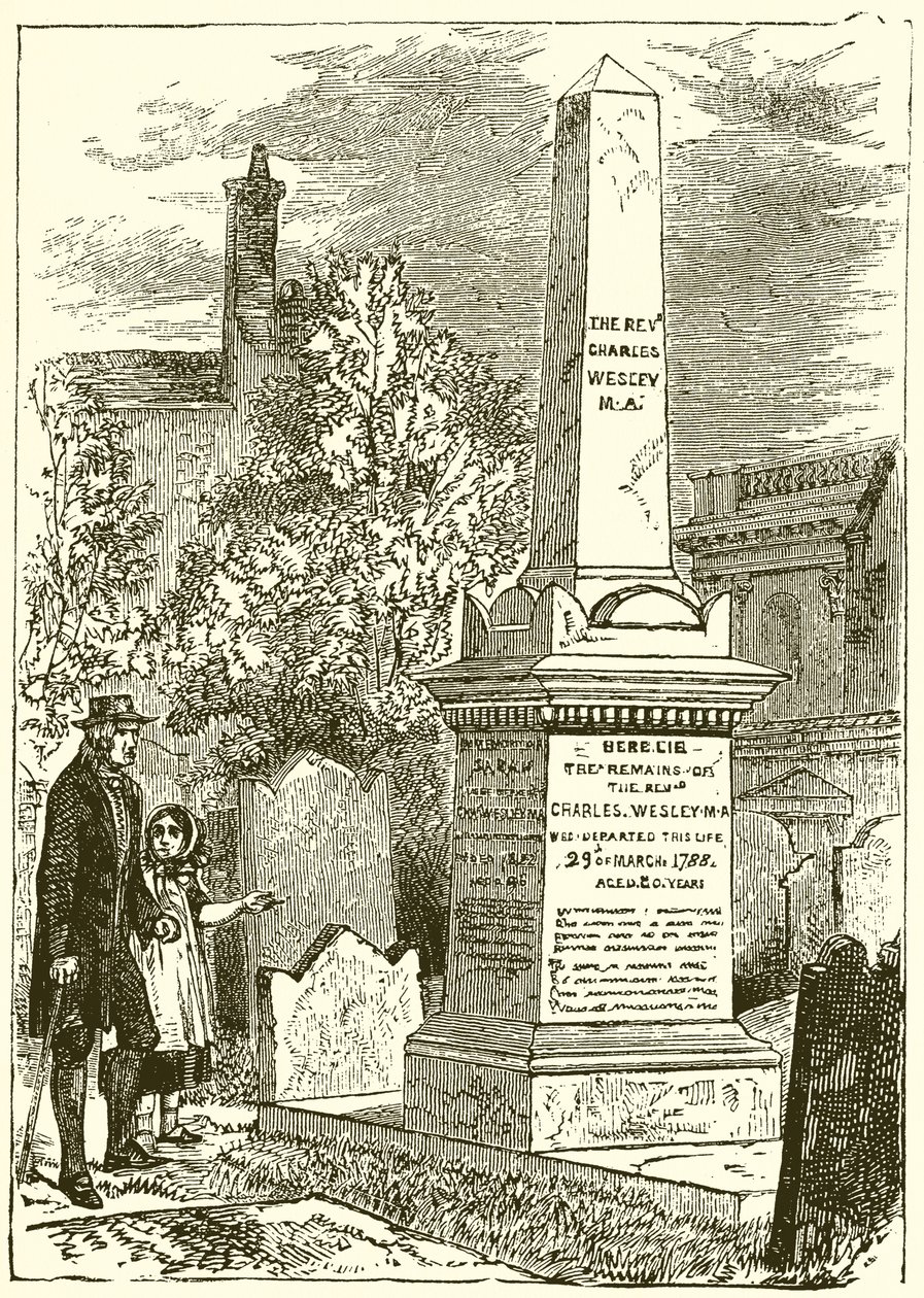 Charles Wesley, Grafsteen (gravure) door English School