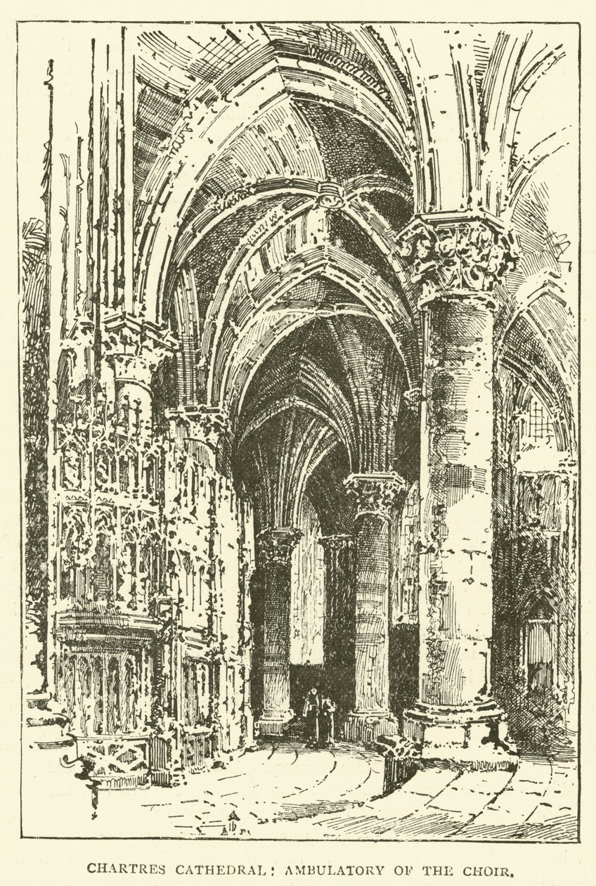 Kathedraal van Chartres, kooromgang (gravure) door English School
