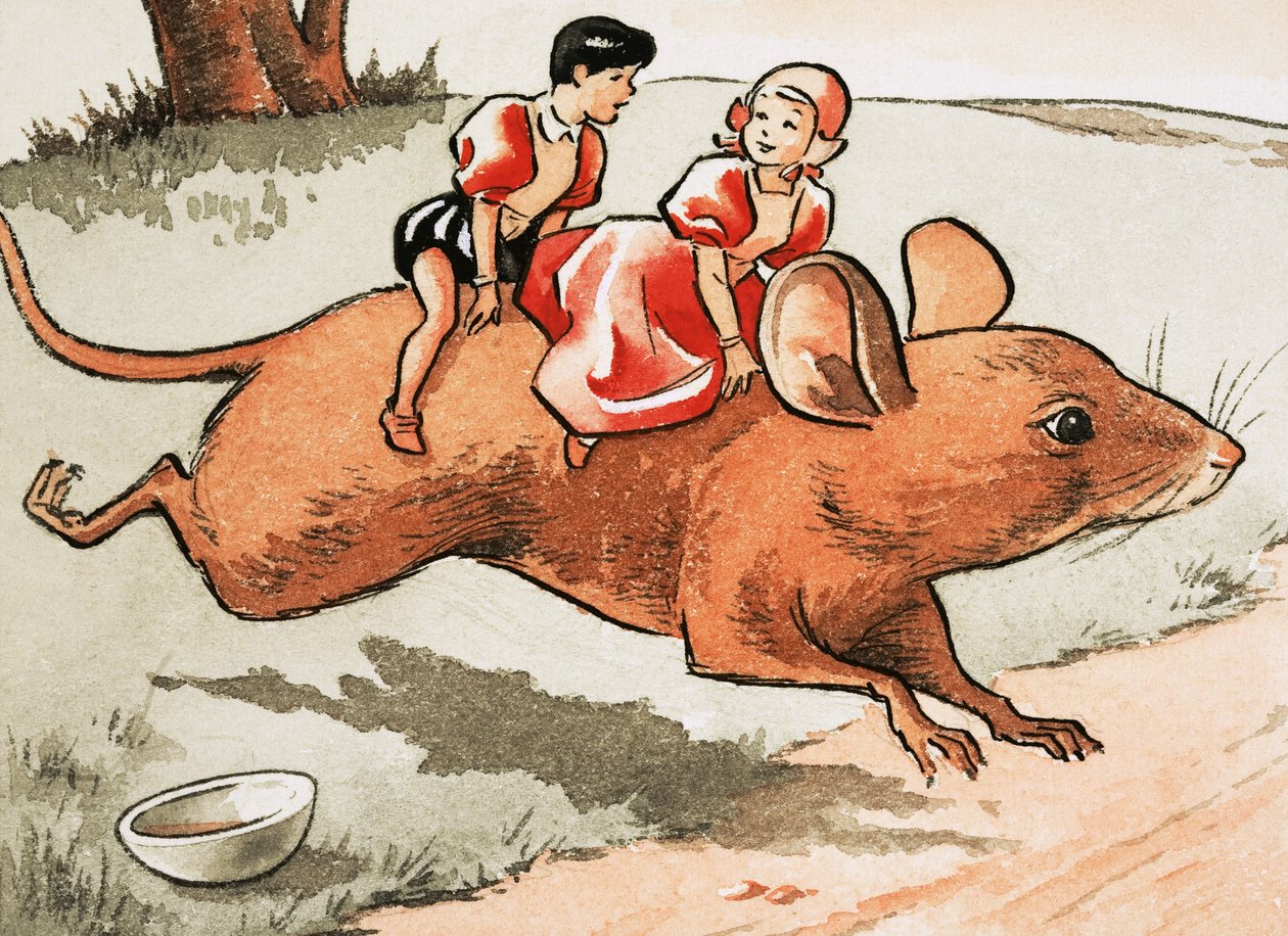 Kinderen op de rug van een muis door English School