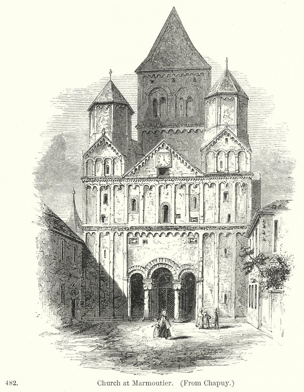 Kerk in Marmoutier (gravure) door English School