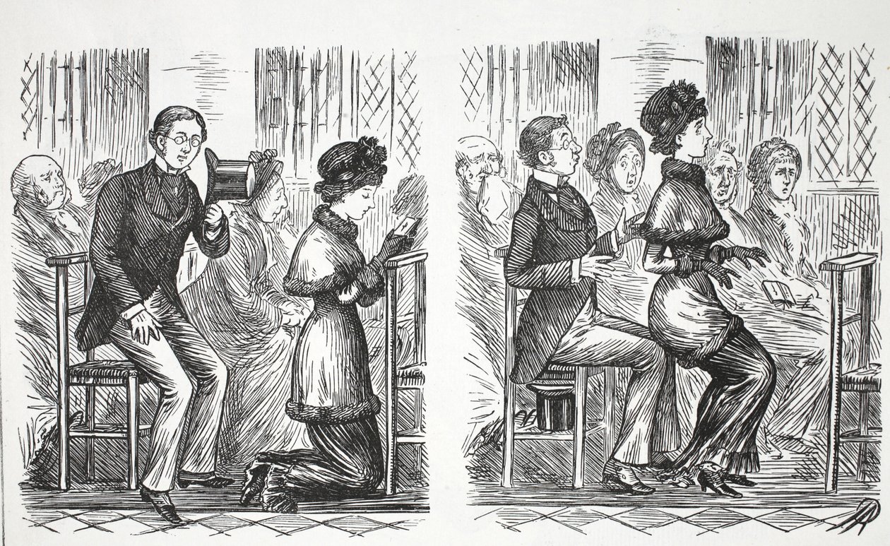 Kerkmanieren, illustratie uit Punch door English School