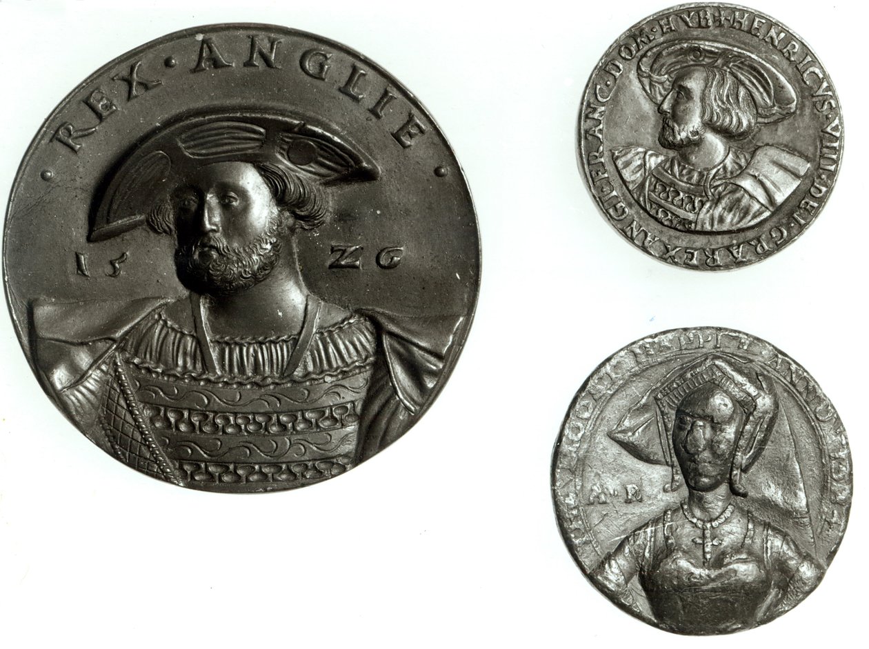 Munten met afbeeldingen van Hendrik VIII en Anne Boleyn door English School