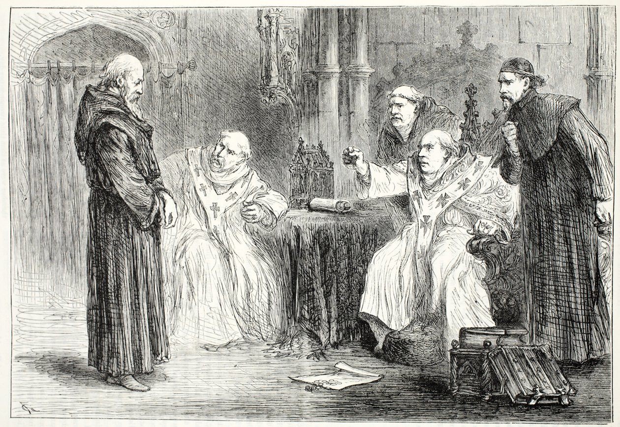 Conferentie tussen Thorpe en Arundel, illustratie uit The History of Protestantism door James Aitken Wylie (1808-1890), gepubliceerd 1878 door English School