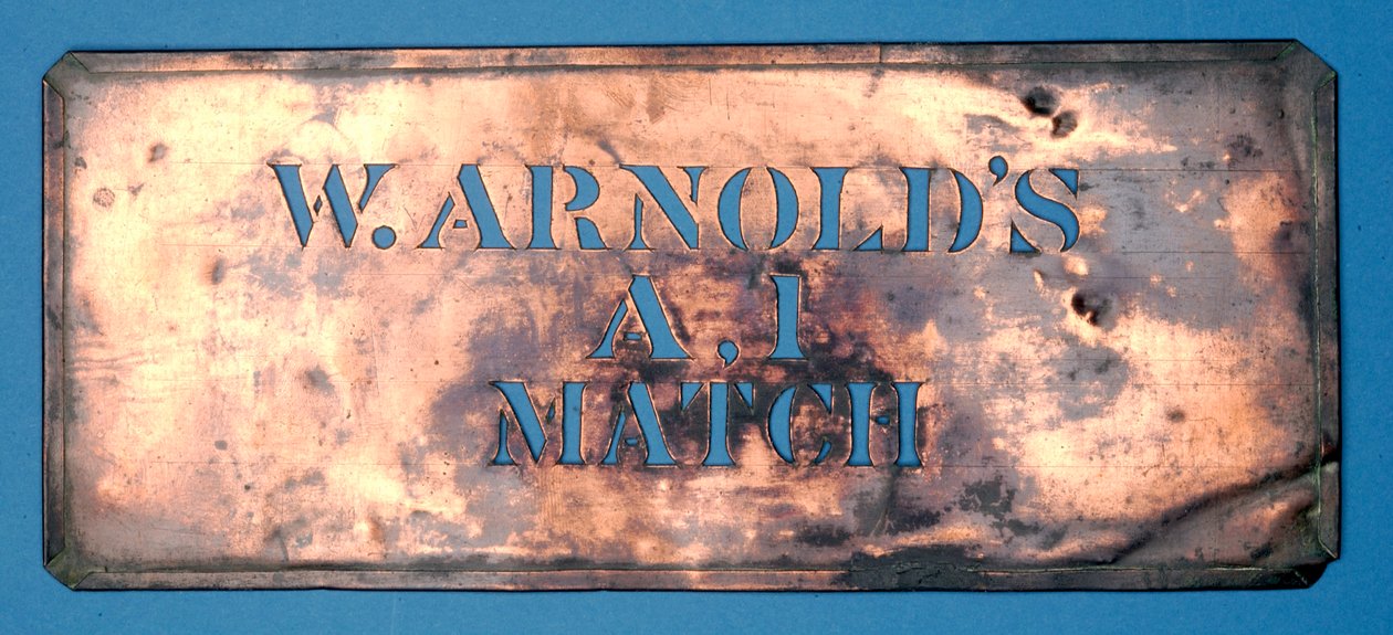 Koperen sjabloon van W. Arnolds A,1 Match door English School