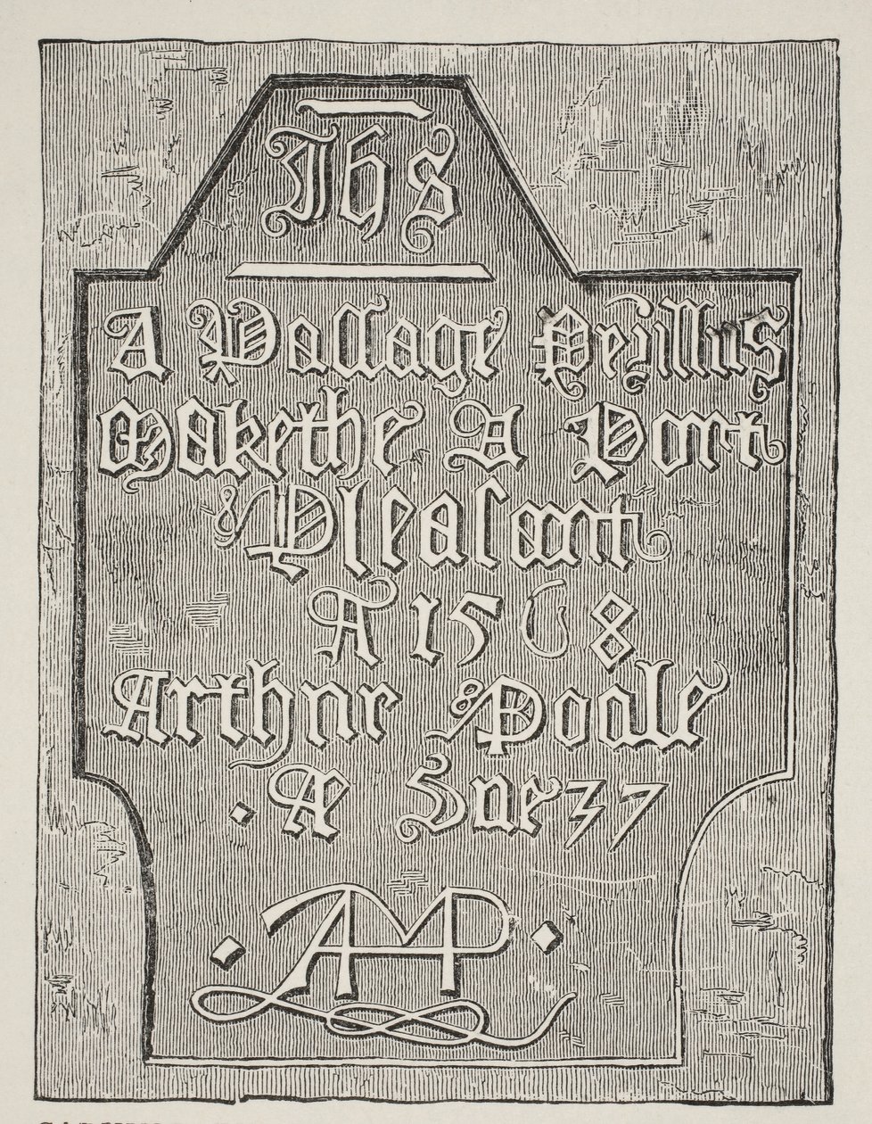 Kopie van een houtsnede door Arthur Poole op de muur van zijn gevangeniscel in de Tower, 1568 door English School
