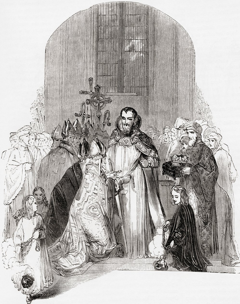 Kroning van Hendrik IV, uit Old England: A Pictorial Museum, uitgegeven 1847 door English School