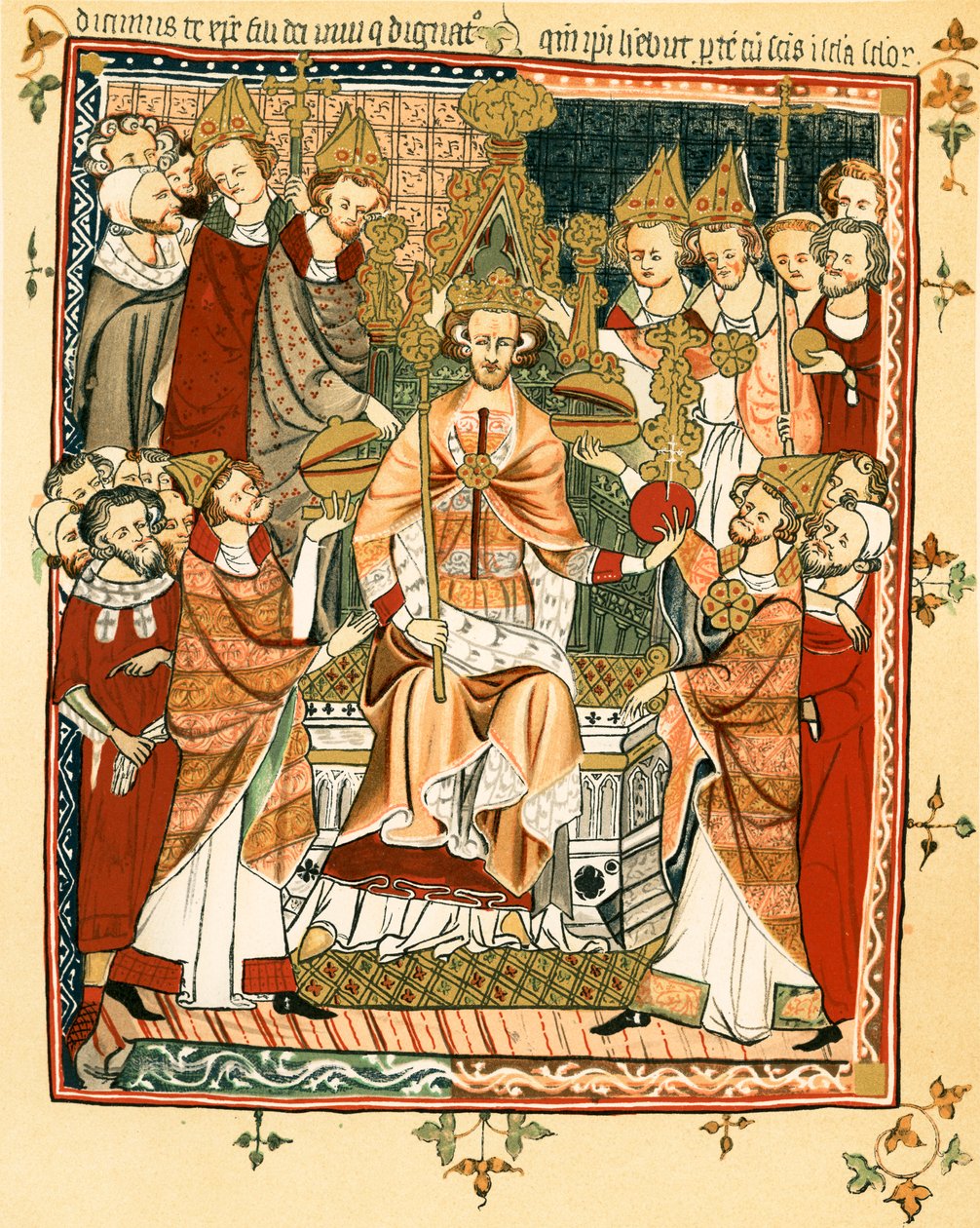 Kroning van een koning (kleurenlitho) door English School