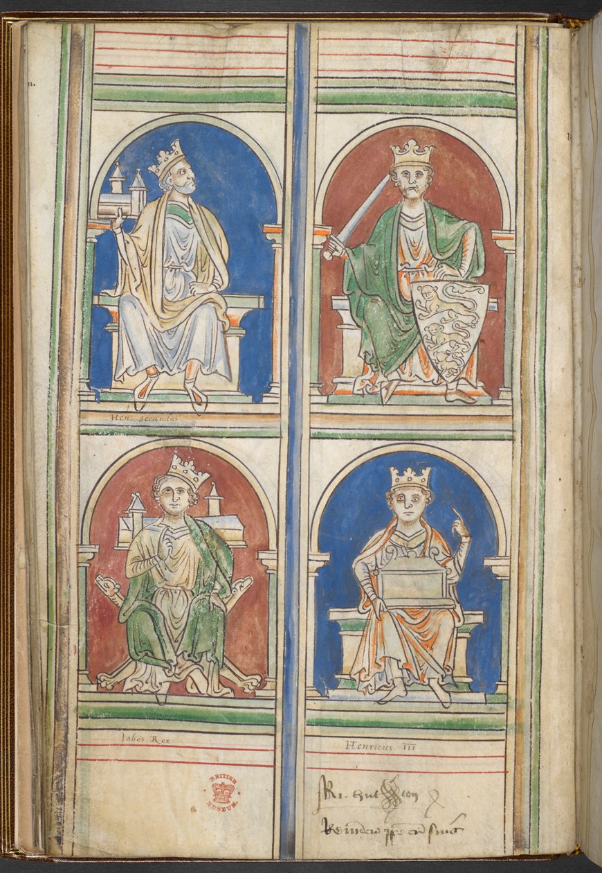 Vier koningen van Engeland: Hendrik II, Richard I, Jan en Hendrik III uit 