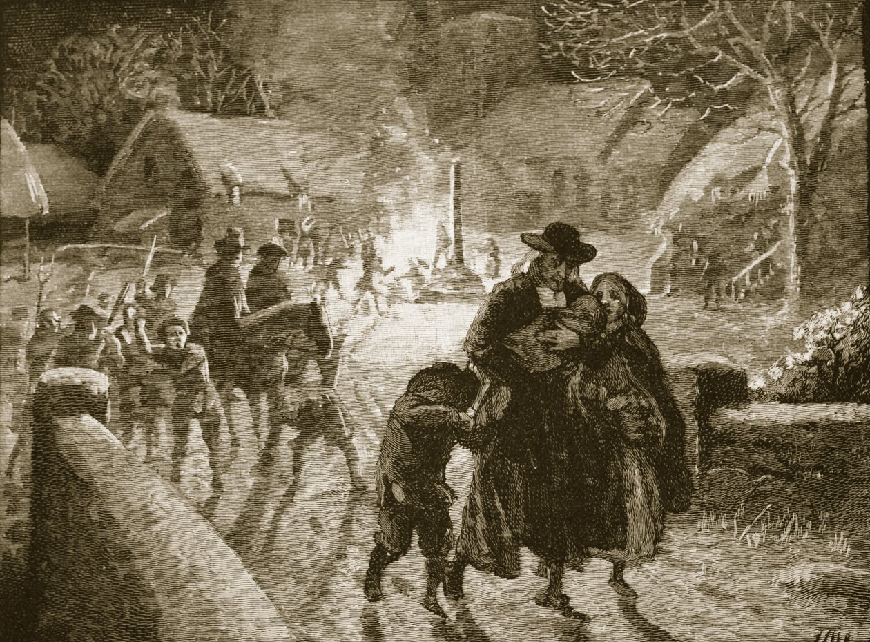 Covenanters verdrijven een episcopaalse geestelijke, illustratie uit Cassells Illustrated History of England door English School