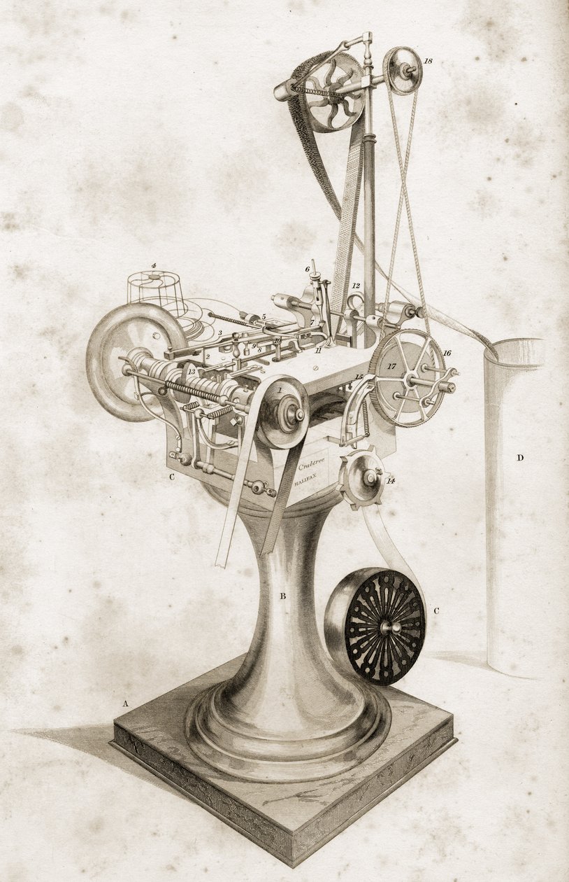 Crabtrees kaartinstelmachine, tentoongesteld op de Grote Tentoonstelling 1851 door English School