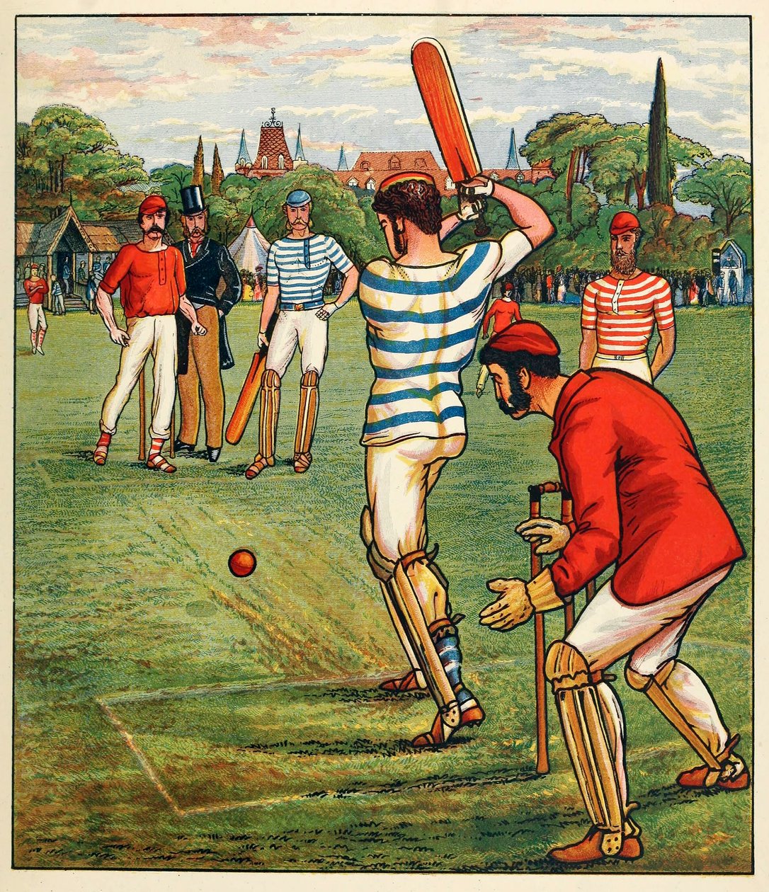Cricket, uit Britse Sporten en Spelen, pub. ca. 1880 door English School