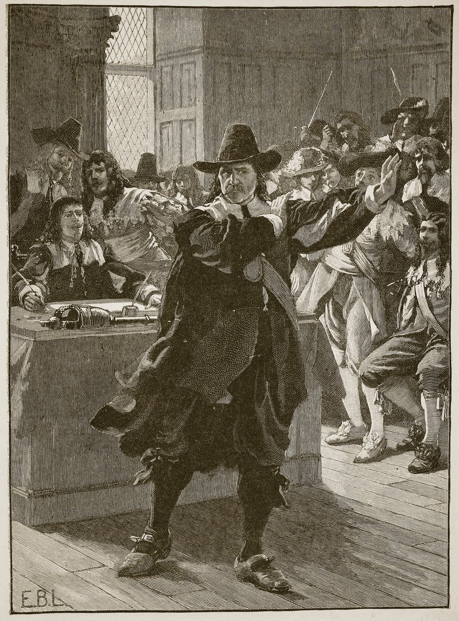 Cromwell spreekt het Lange Parlement voor de laatste keer toe, illustratie uit Cassells Illustrated History of England door English School
