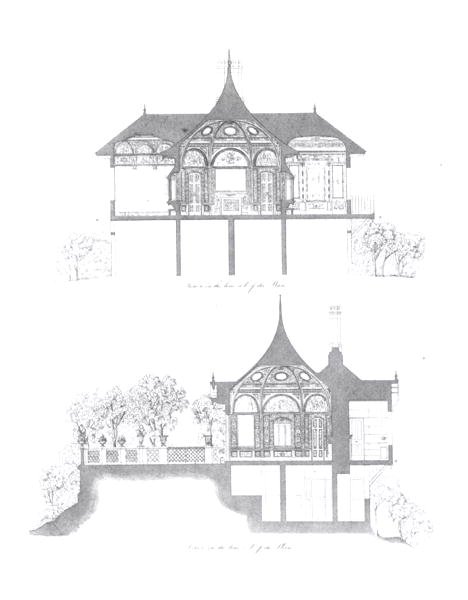 Dwarsdoorsneden van het zomerhuis van Buckingham Palace, uit 