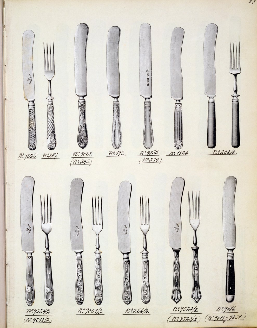 Bestekontwerpen, uit een handelscatalogus van huishoudelijke goederen en fittingen, c.1890-1910 door English School