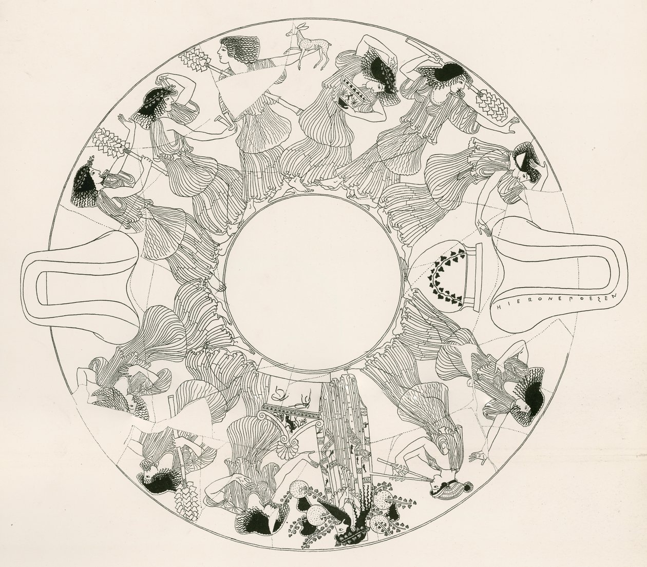Dans van de Maenaden aan Dionysos (gravure) door English School