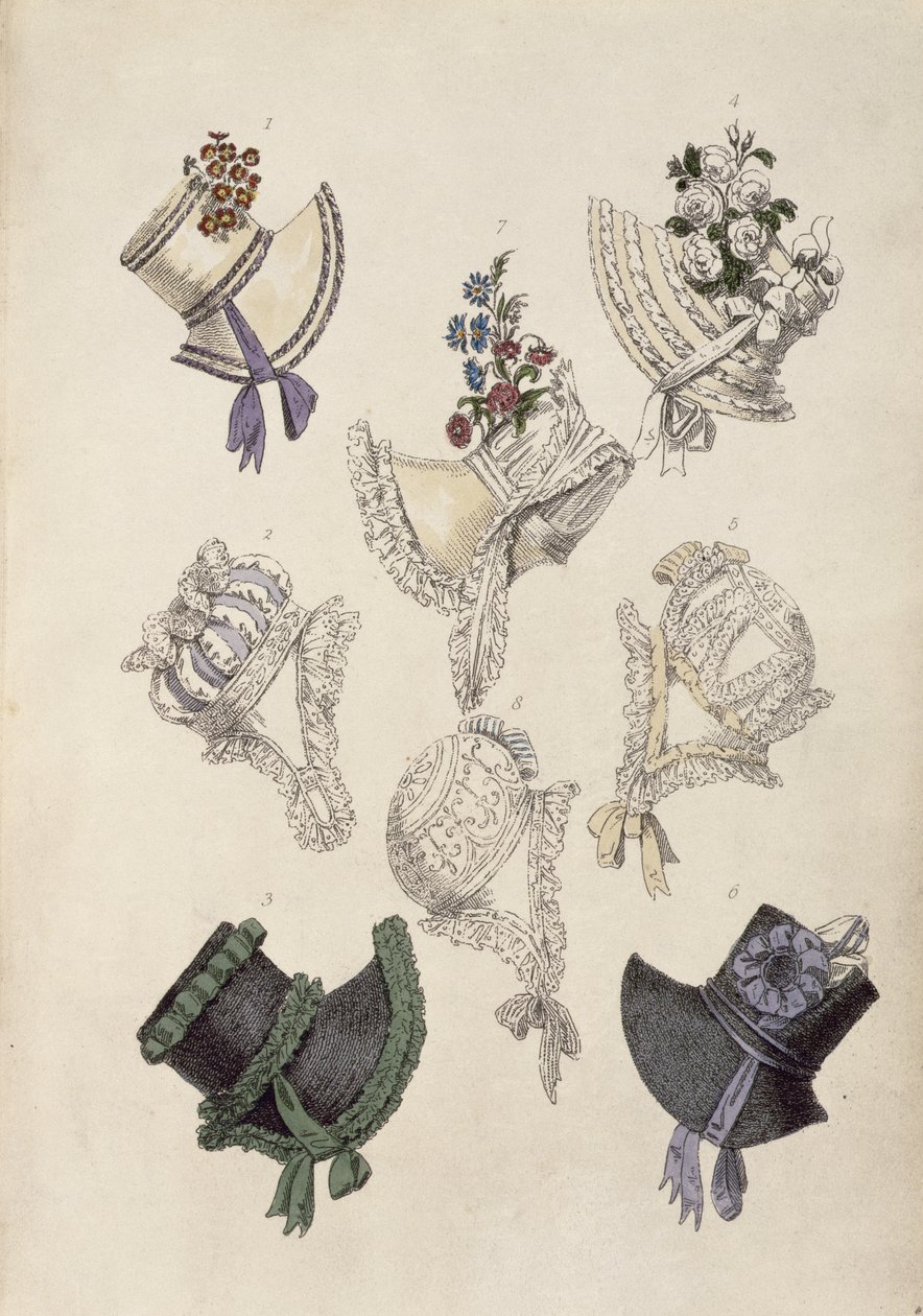 Daghoeden, modeplaat uit Ackermanns Repository of Arts door English School