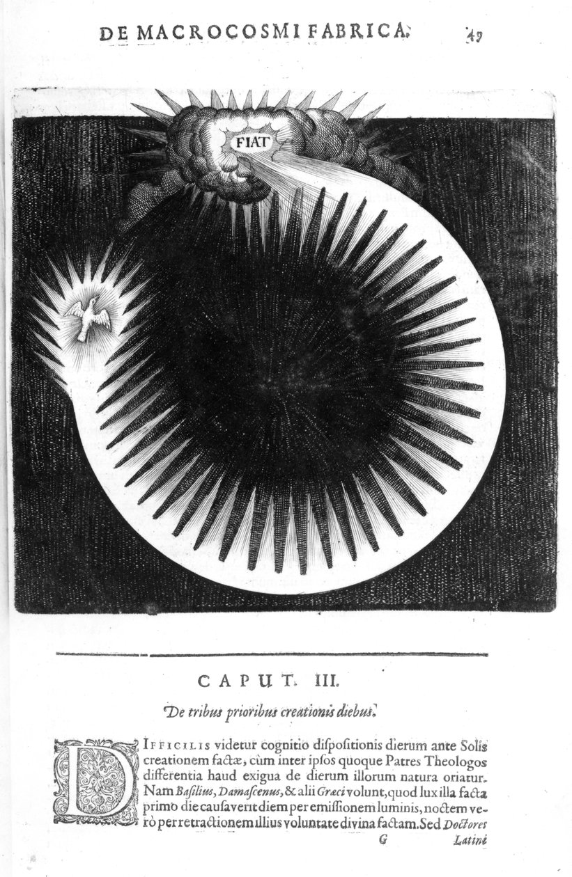 De tribus prioribus creationis diebus, uit Robert Fludds Utriusque Cosmi Historia, 1617-19 door English School