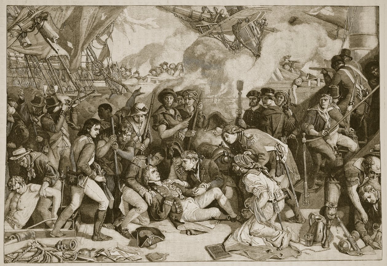 Dood van Nelson, illustratie uit Cassells Geïllustreerde Geschiedenis van Engeland door English School