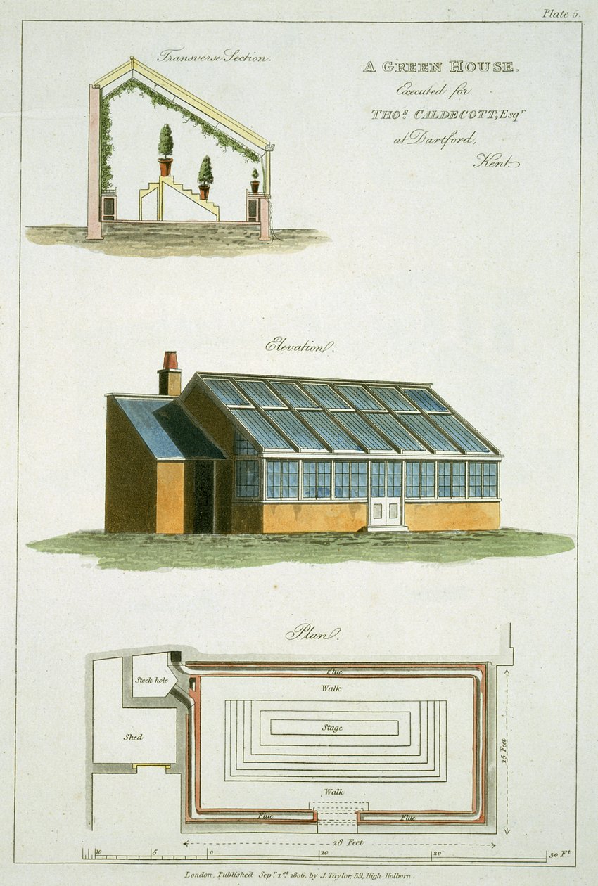 Ontwerp voor een Kas, uitgevoerd voor Thomas Caldecott in Dartford, Kent, 1806 door English School