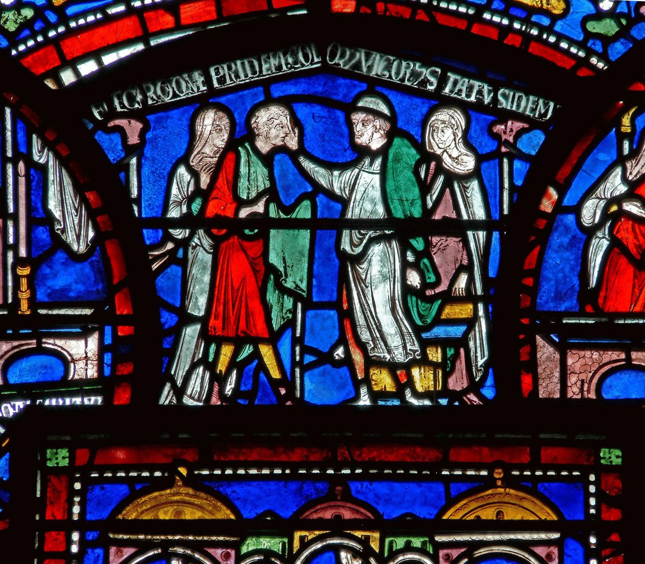 Detail van het Wonderraam met het verhaal van Richard Sunieve door English School