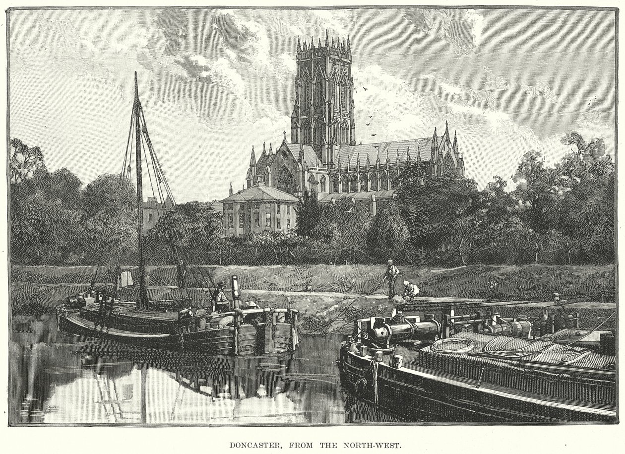 Doncaster, vanuit het noordwesten (gravure) door English School