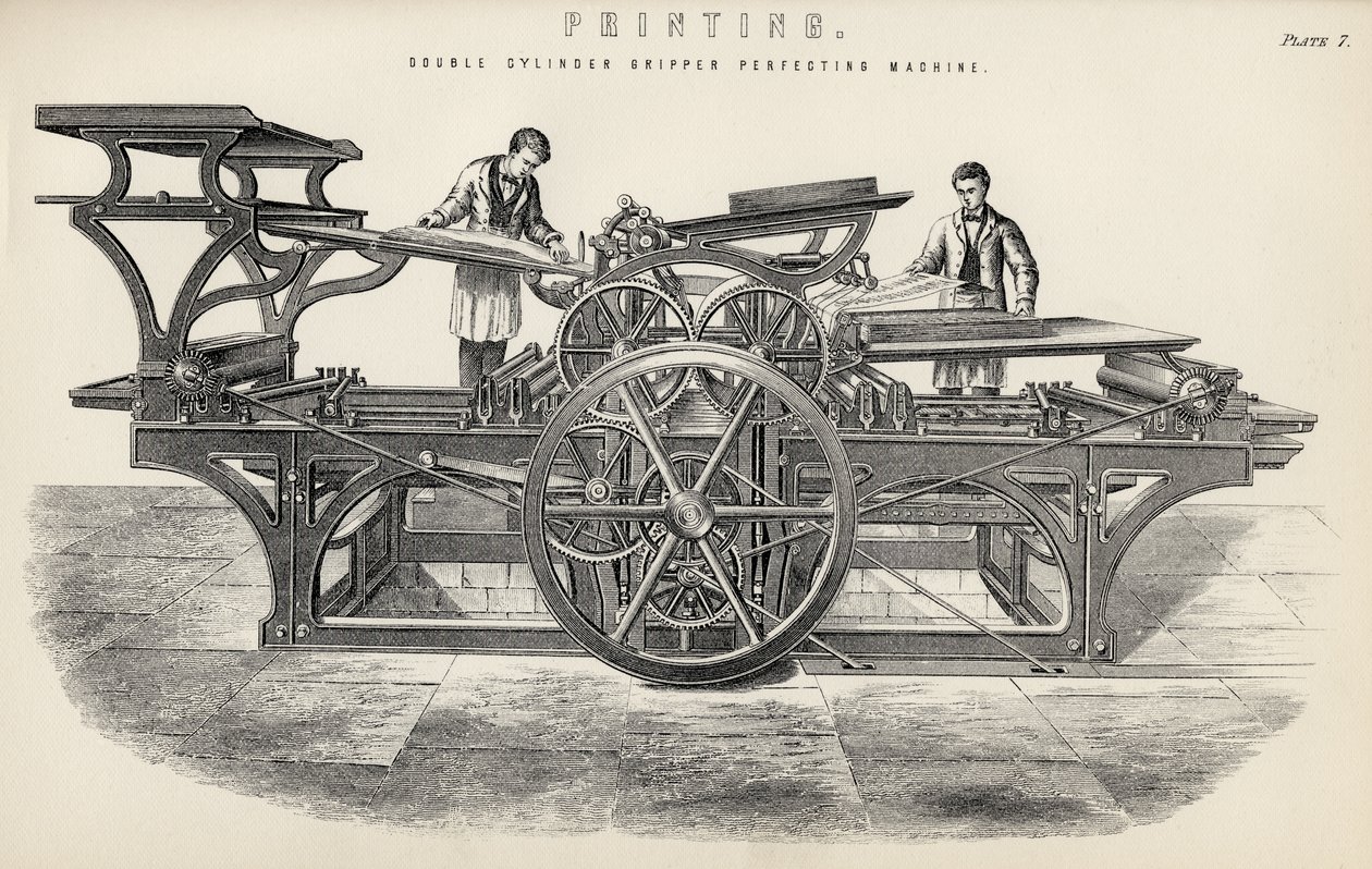 Dubbele cilinder grijper perfectiemachine, uit De Nationale Encyclopedie, uitgegeven door William Mackenzie, Londen, eind 19e eeuw door English School