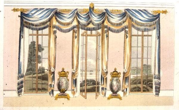 Gordijnen voor de Salon, plaat 109 uit Ackermann