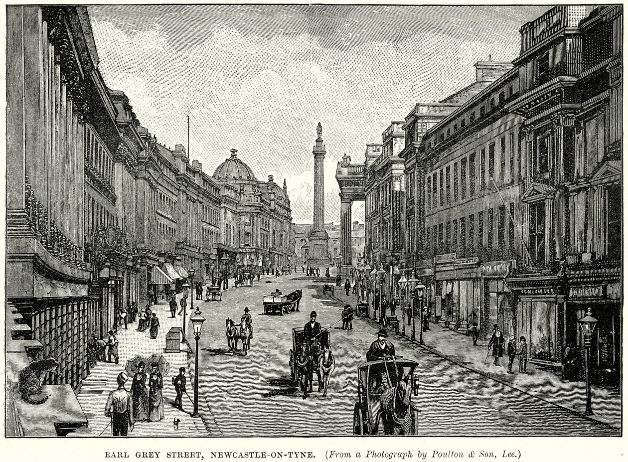 Earl Grey Street, Newcastle-on-Tyne (gravure) door English School