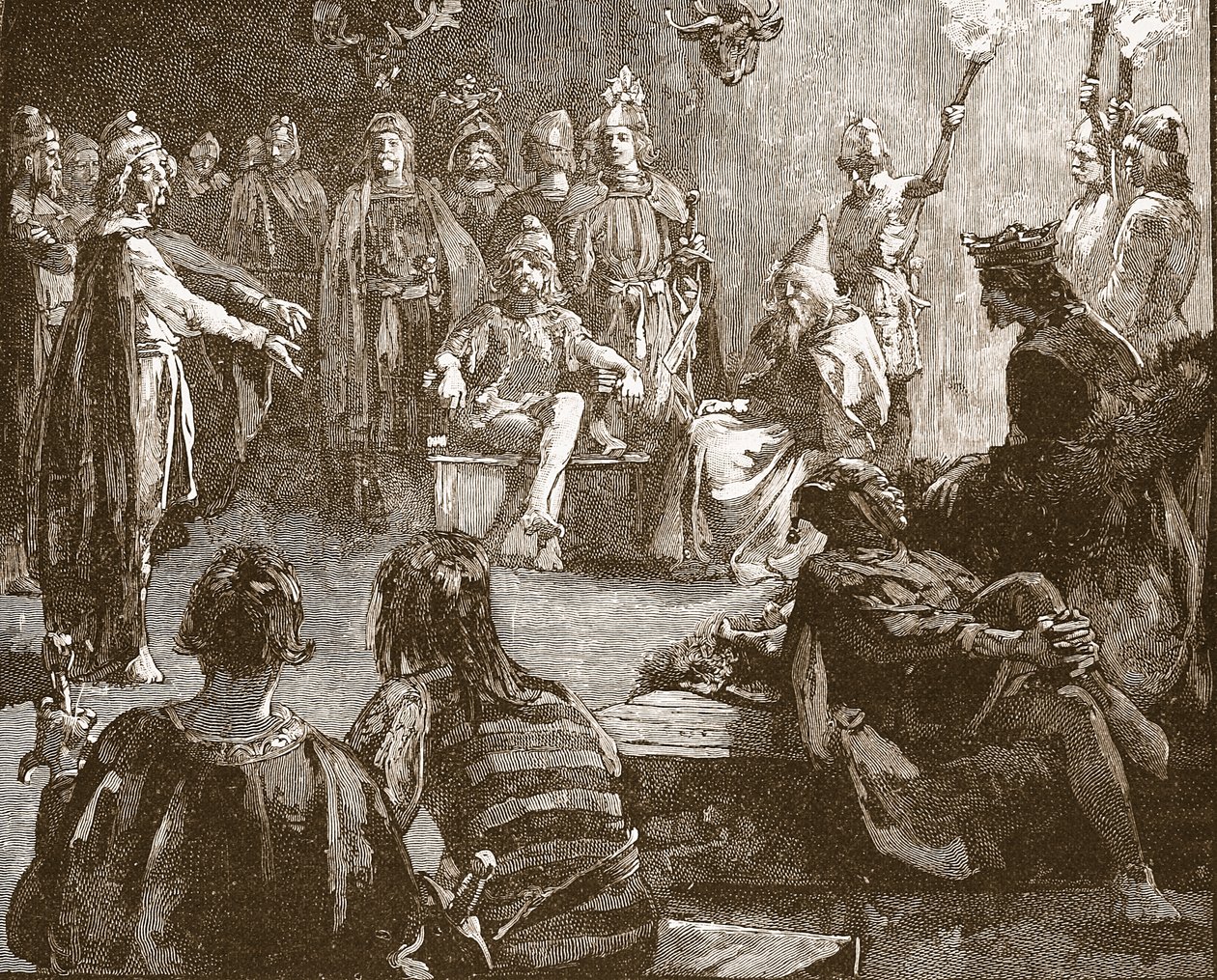 Edwin van Northumbria en christelijke missionarissen, illustratie uit Cassells Illustrated History of England door English School