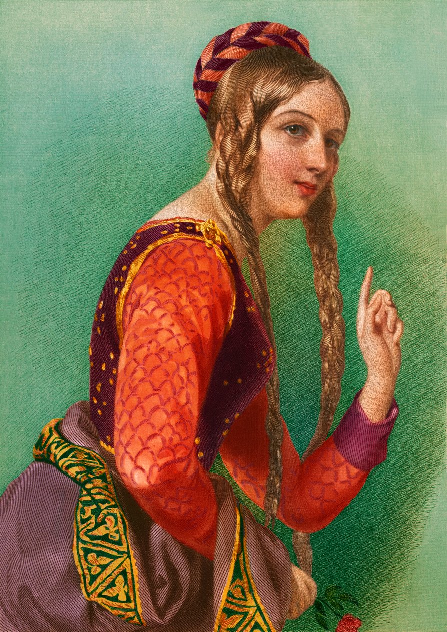 Eleanor van Aquitanië, koningin van Hendrik II, gedrukt door Henry G. Bohn door English School