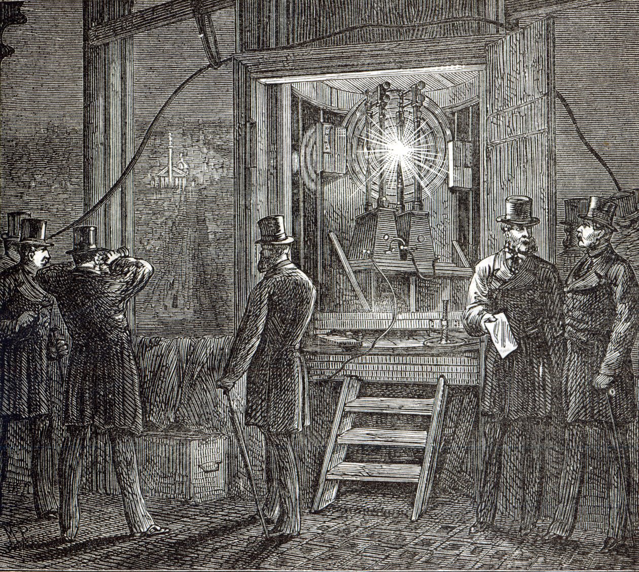 Elektrische apparatuur voor de Klokkentoren, Houses of Parliament uit The Illustrated London News, 16 augustus 1873 door English School
