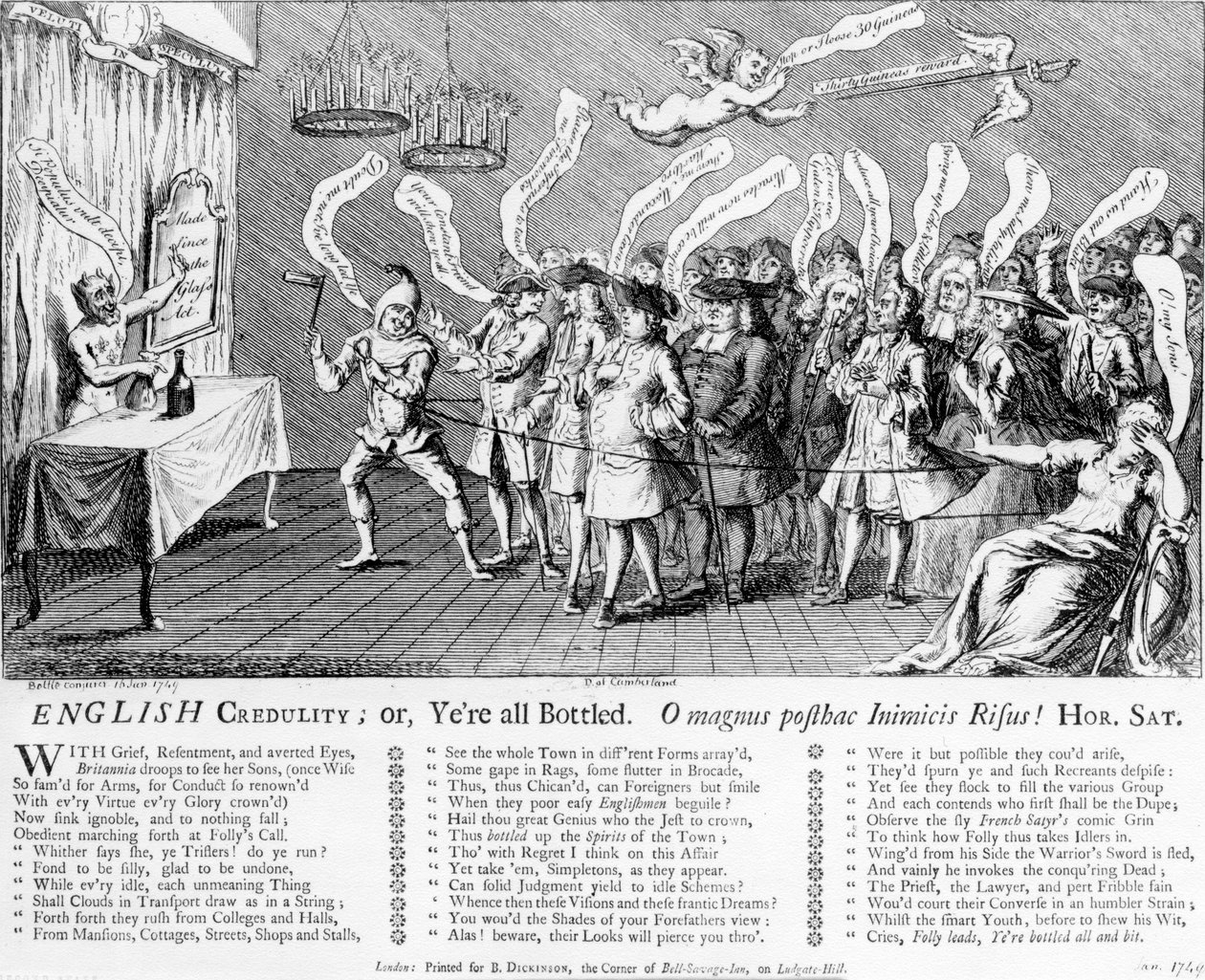 Engelse goedgelovigheid of jullie zijn allemaal gebotteld, 1749 door English School