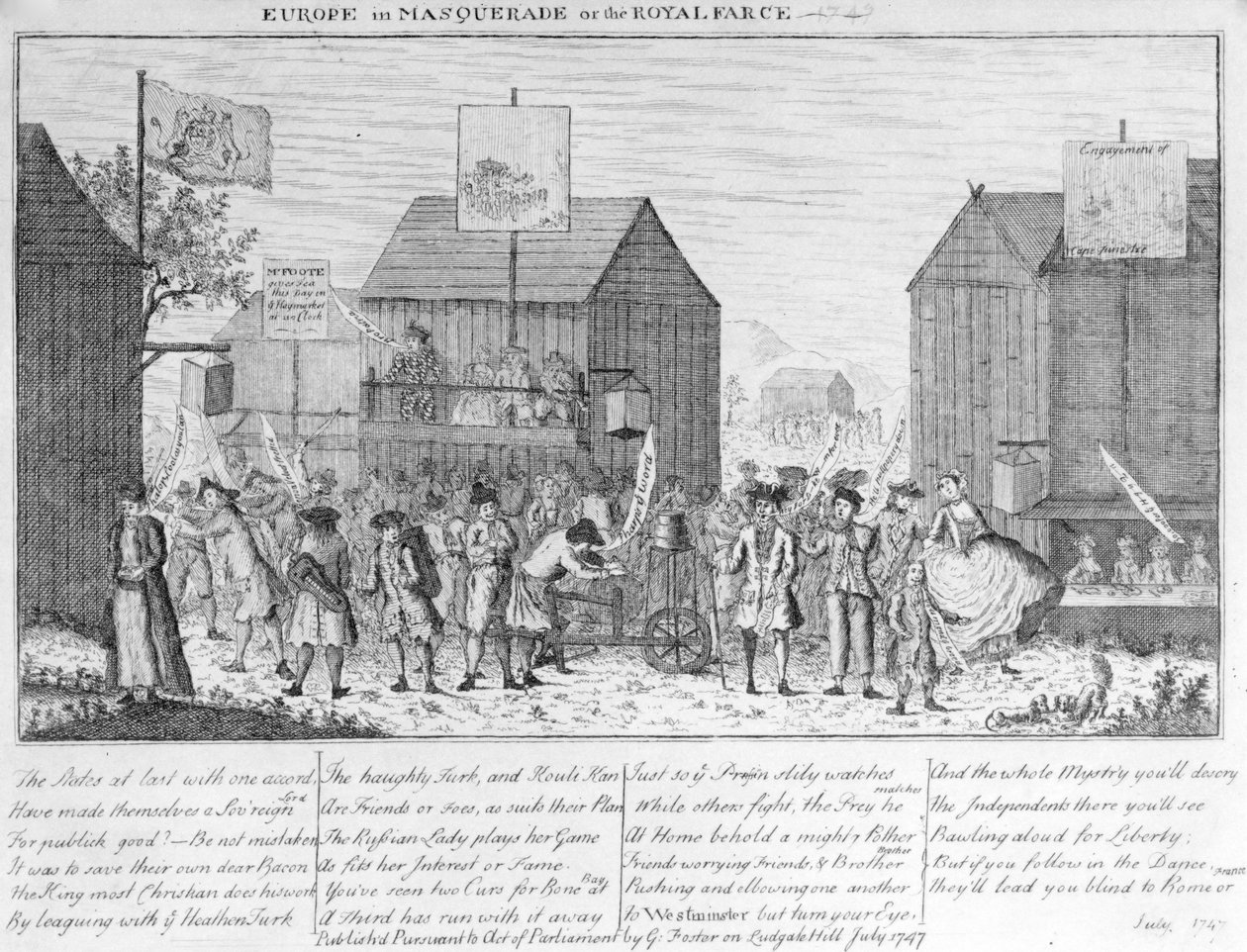 Europa in Maskerade, of de Koninklijke Klucht, door G. Foster, 1747 door English School