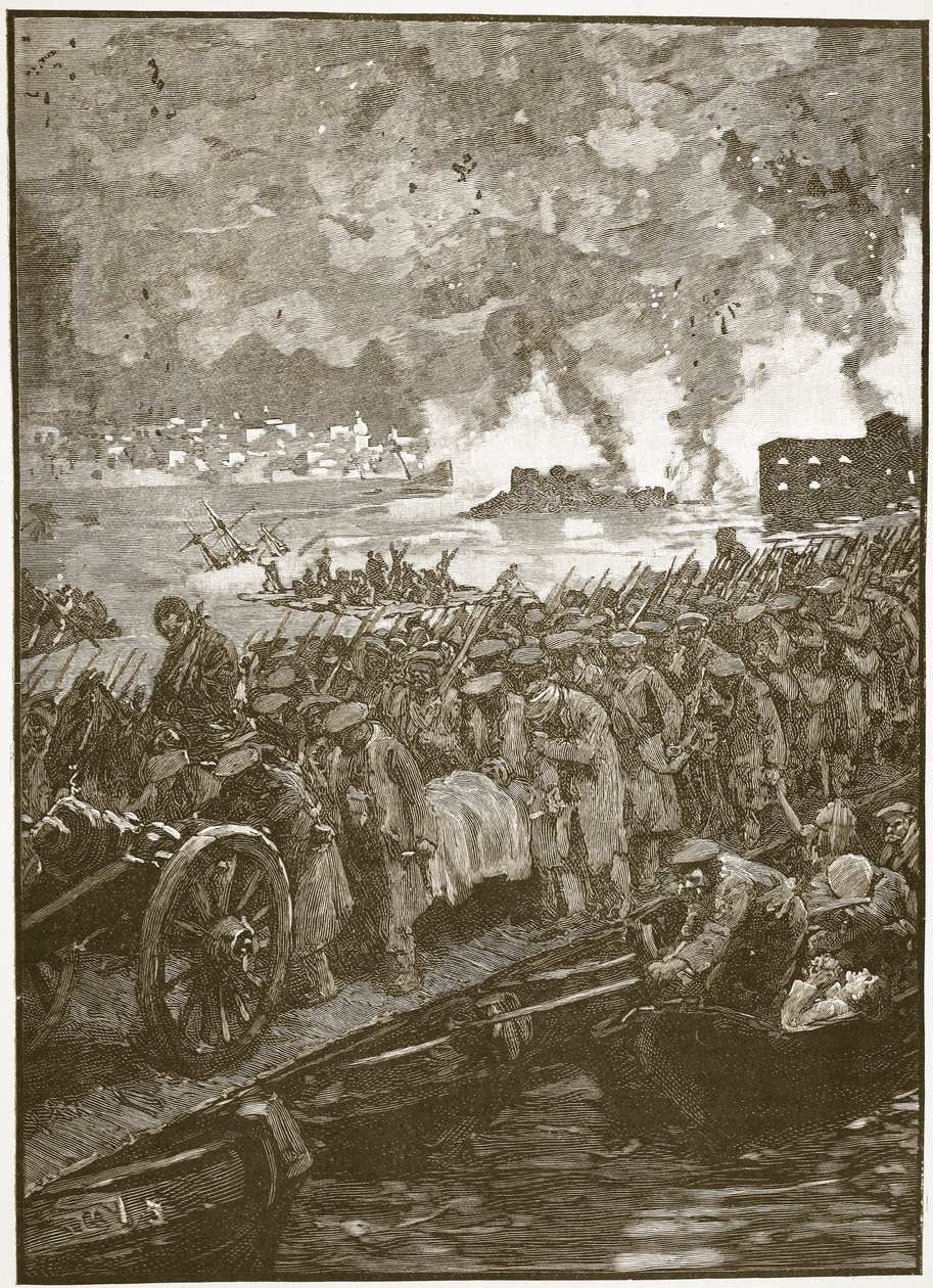 Evacuatie van Sebastopol, illustratie uit Cassells Illustrated History of England door English School