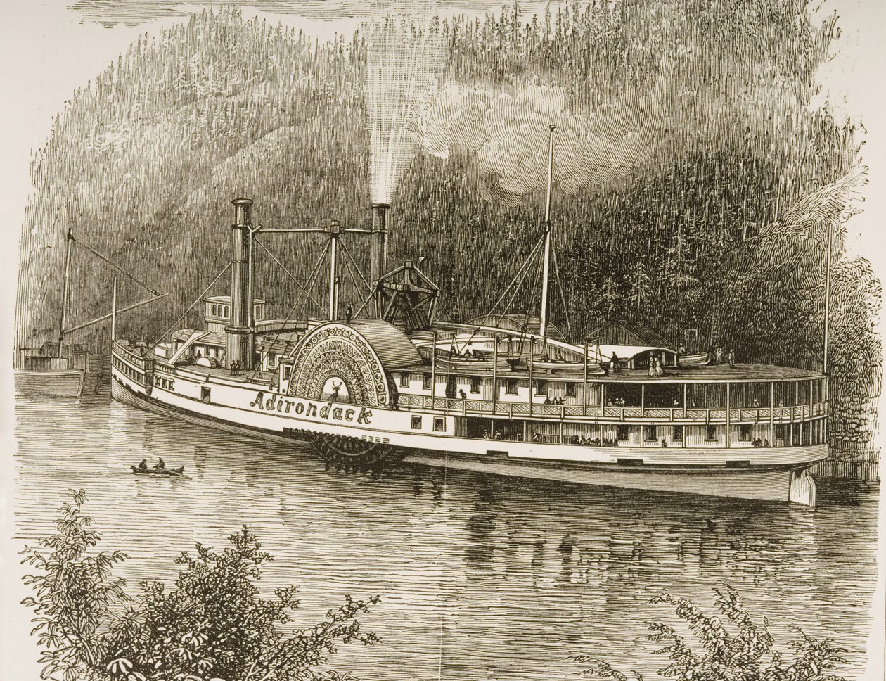 Excursiestoomboot op de Hudson River, ca. 1870, uit 