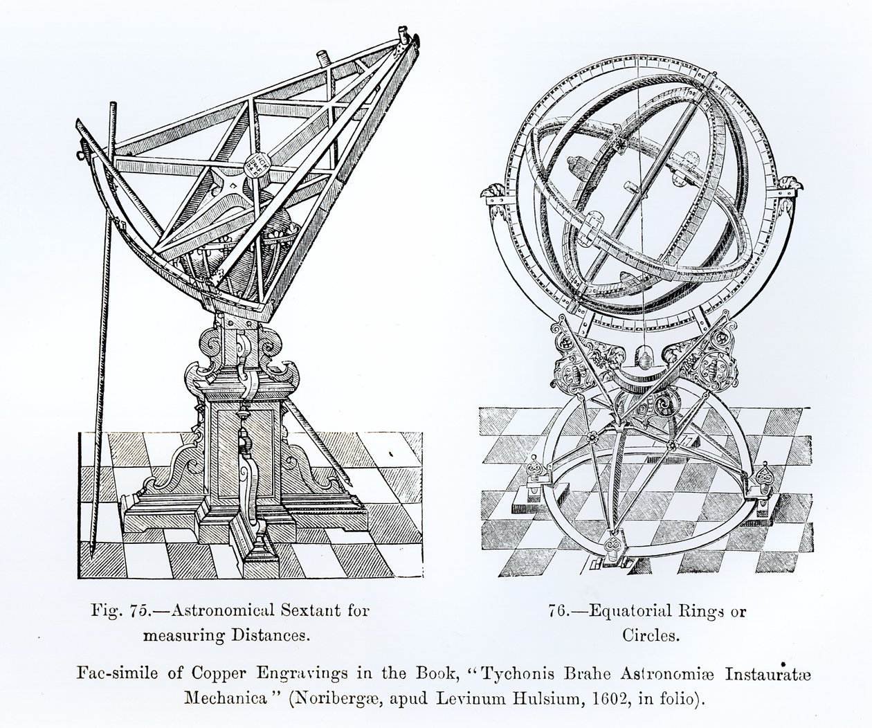Facsimile van kopergravures uit Tychonis Brahe Astronomiae Instauratae Mechanica, 1602 door English School