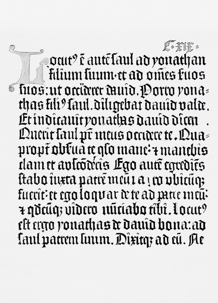 Facsimile van een pagina uit de Bijbel, gedrukt door Johannes Gutenberg, Mainz, 1456 door English School