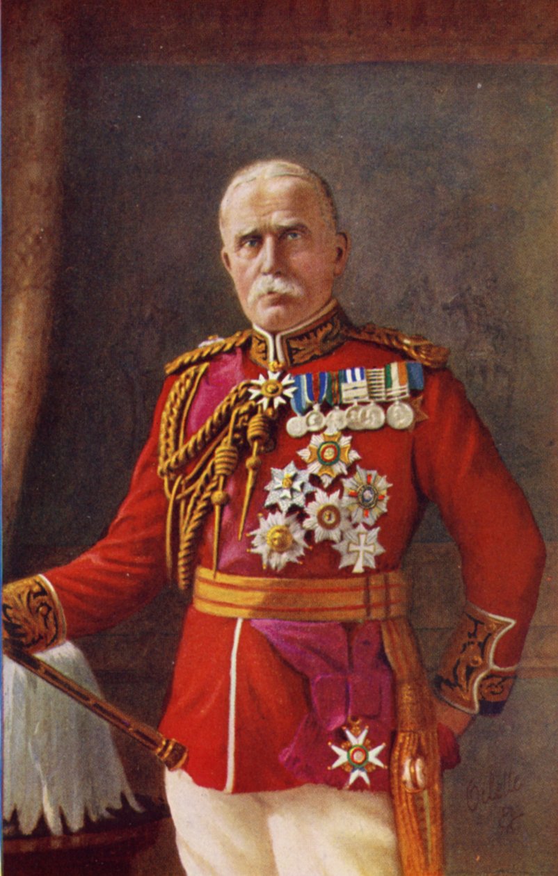 Veldmaarschalk Sir John French (kleurenlitho) door English School