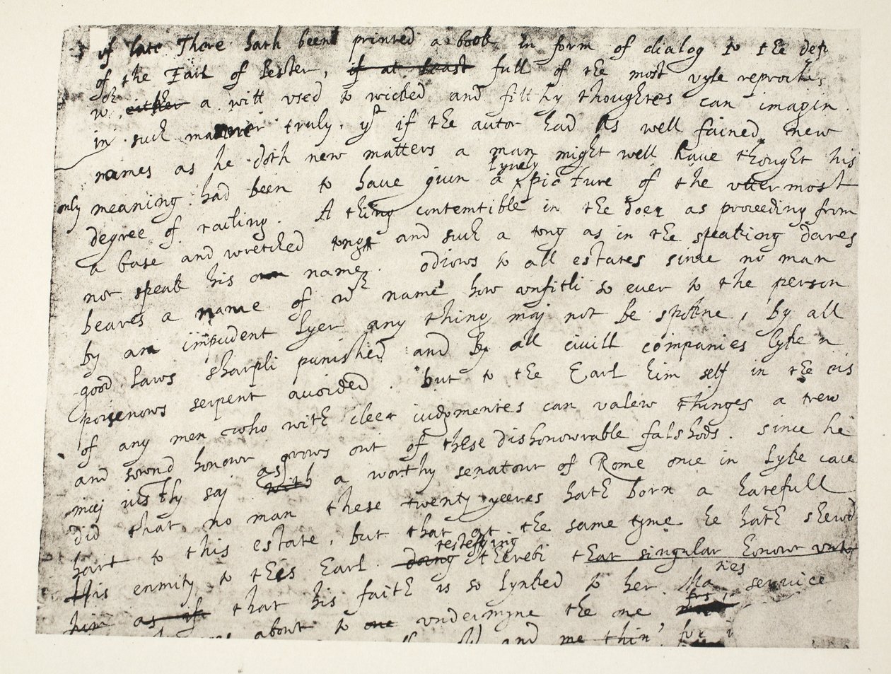 Eerste halve pagina van Sir Philip Sidneys verdediging van de Graaf van Leicester door English School