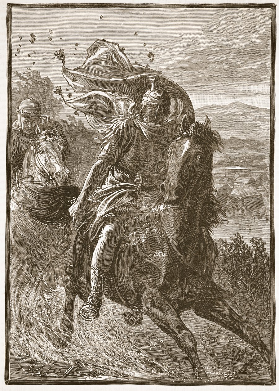 Vlucht van Pompeius van het slagveld van Pharsalia door English School