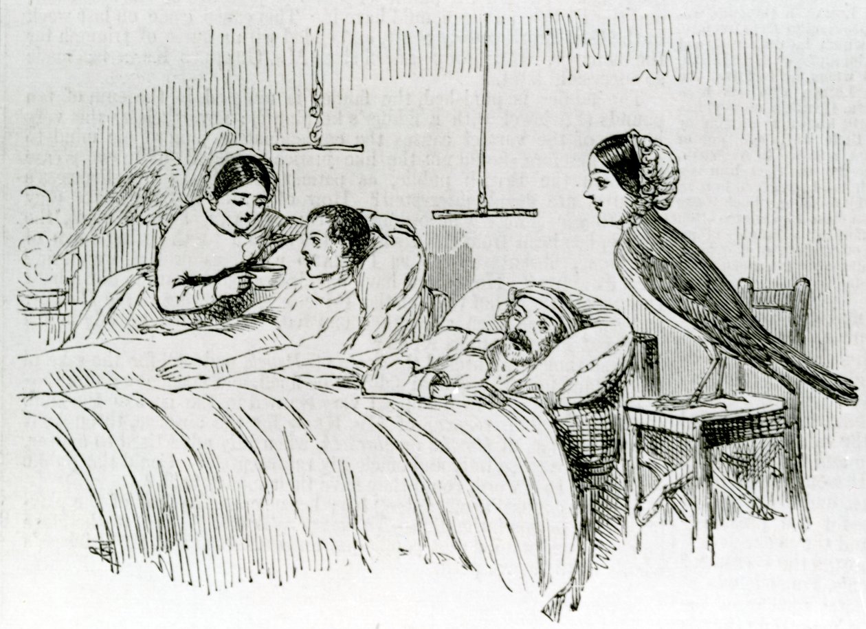 Florence Nightingale en een van haar verzorgende engelen in de Krim door English School