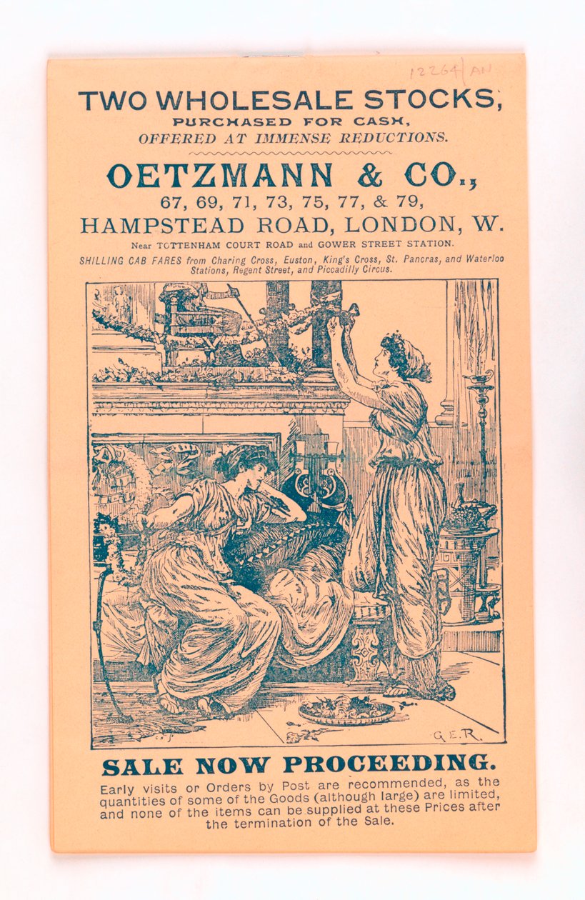 Vooromslag van een Oetzmann & Co. catalogus, ca. 1885-90 door English School