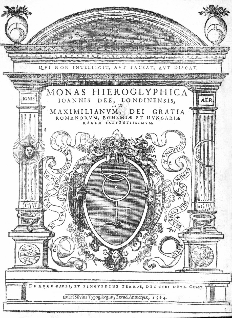 Frontispice van Monas Hieroglyphica door John Dee, gepubliceerd in 1564 door English School