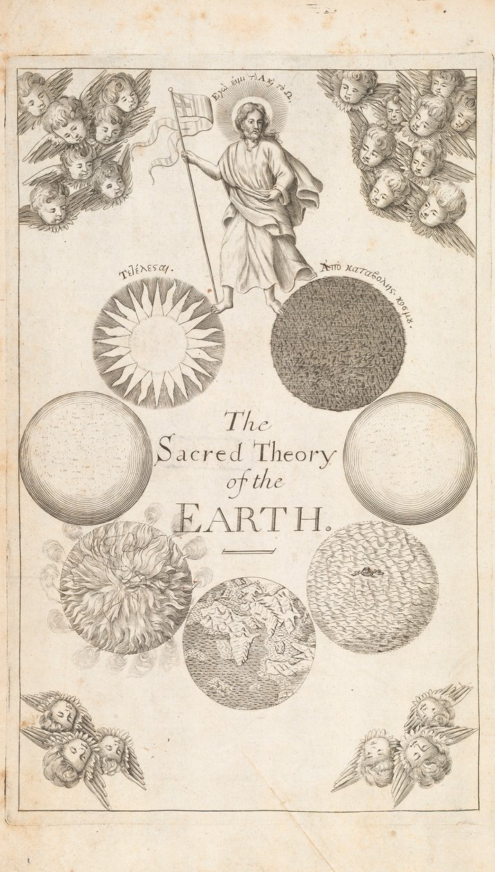 Frontispice uit De Theorie van de Aarde door Thomas Burnet, Londen, 1684 door English School
