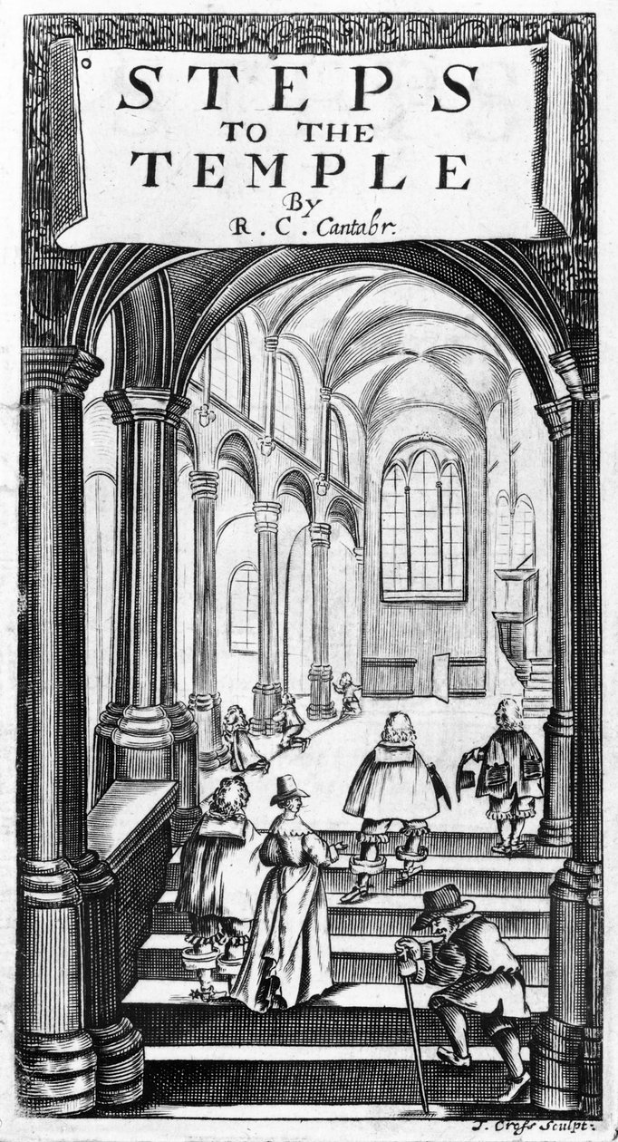 Frontispice van Steps to the Temple door Richard Crashaw, gegraveerd door J. Cross, 1648 door English School