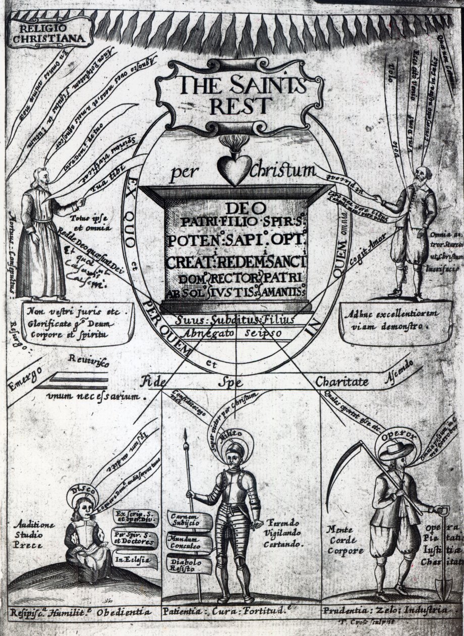 Frontispice van The Saints Everlasting Rest door Richard Baxter, gedrukt in 1652 door English School