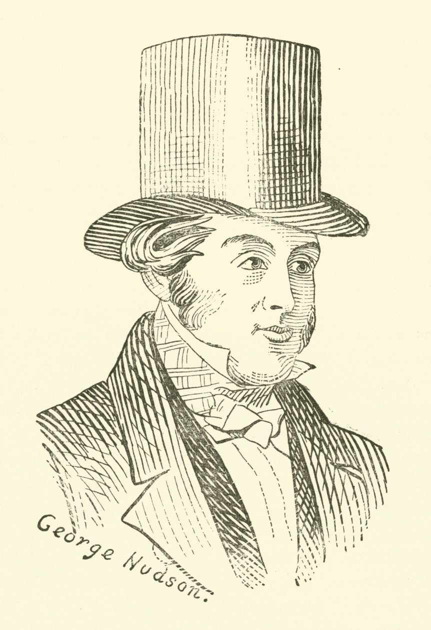 George Hudson, de spoorwegkoning (gravure) door English School